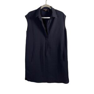 REPEAT Sleeveless Navy 4 Button Collared Dress